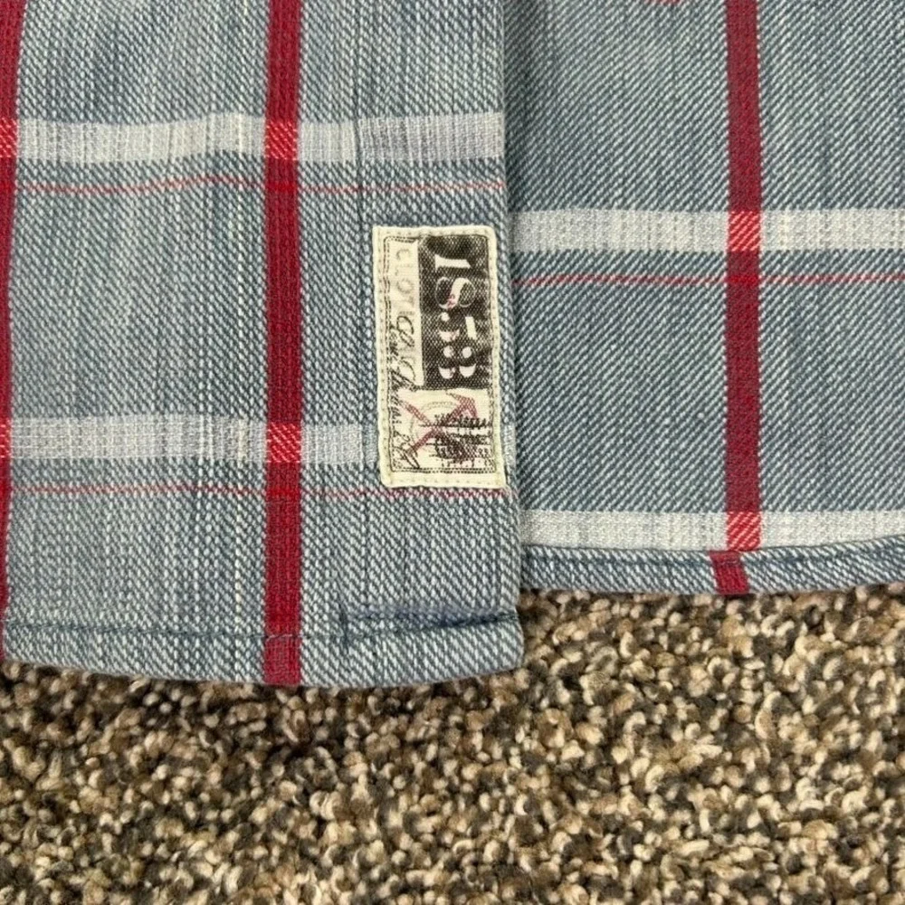 Levis Selvedge Blue Red‎ Plaid Button Up Long Sleeve Shirt Mens XX-Large Casual